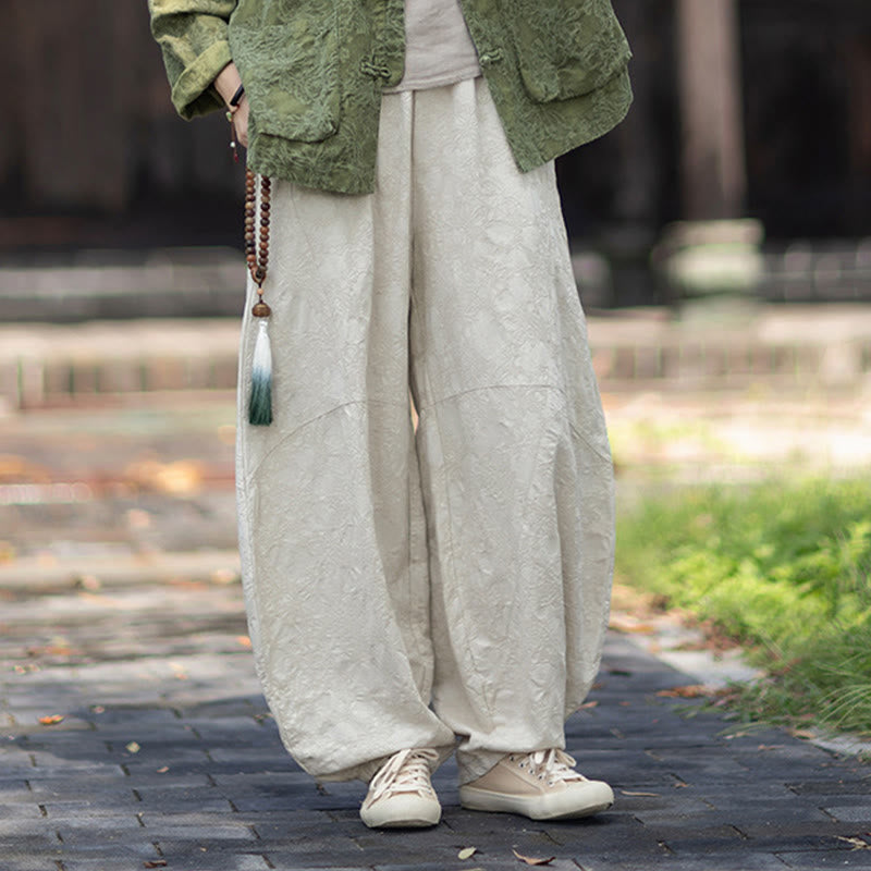 Buddha Stones Fall Jacquard Camicia a maniche lunghe con bottoni a rana da donna, pantaloni, abbigliamento in cotone e lino - image 30