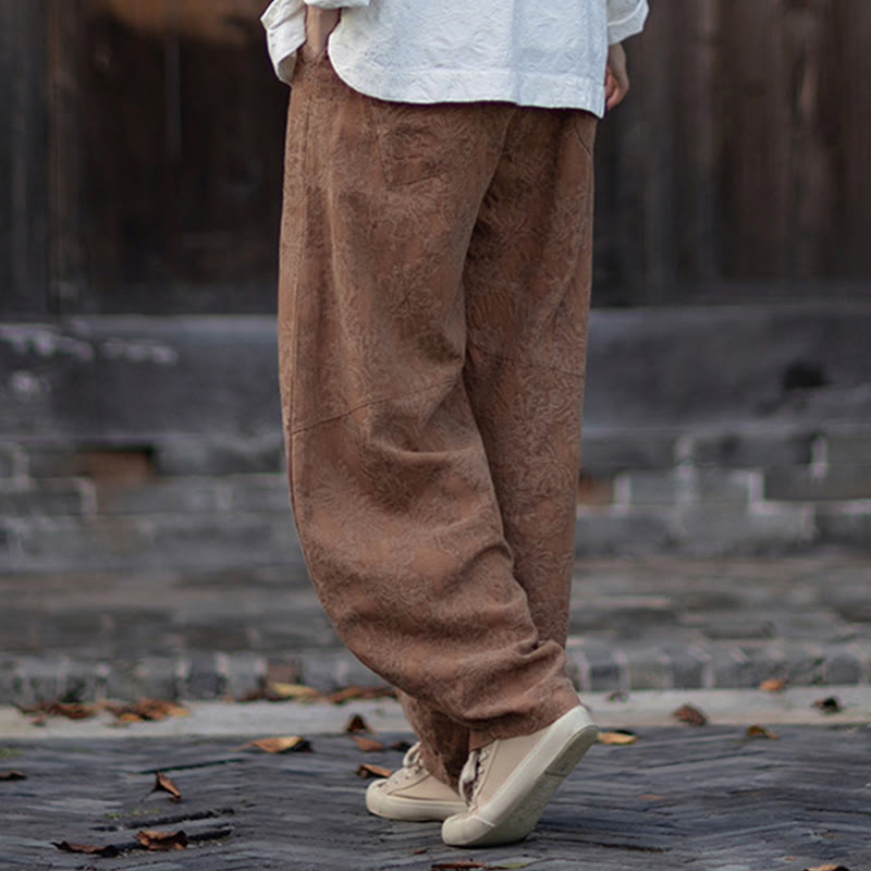 Buddha Stones Fall Jacquard Camicia a maniche lunghe con bottoni a rana da donna, pantaloni, abbigliamento in cotone e lino - image 38