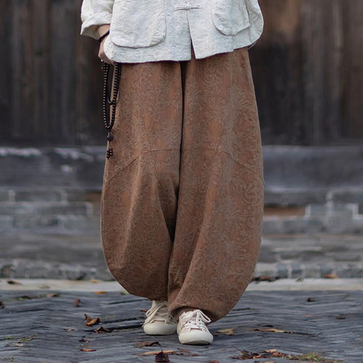 Buddha Stones Fall Jacquard Camicia a maniche lunghe con bottoni a rana da donna, pantaloni, abbigliamento in cotone e lino - image 39