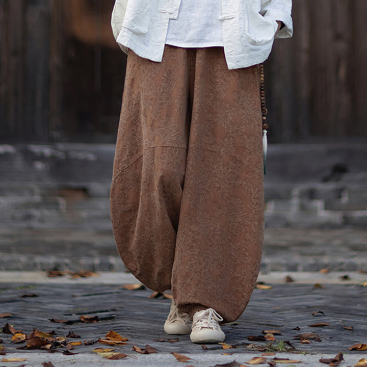 Buddha Stones Fall Jacquard Camicia a maniche lunghe con bottoni a rana da donna, pantaloni, abbigliamento in cotone e lino - image 41