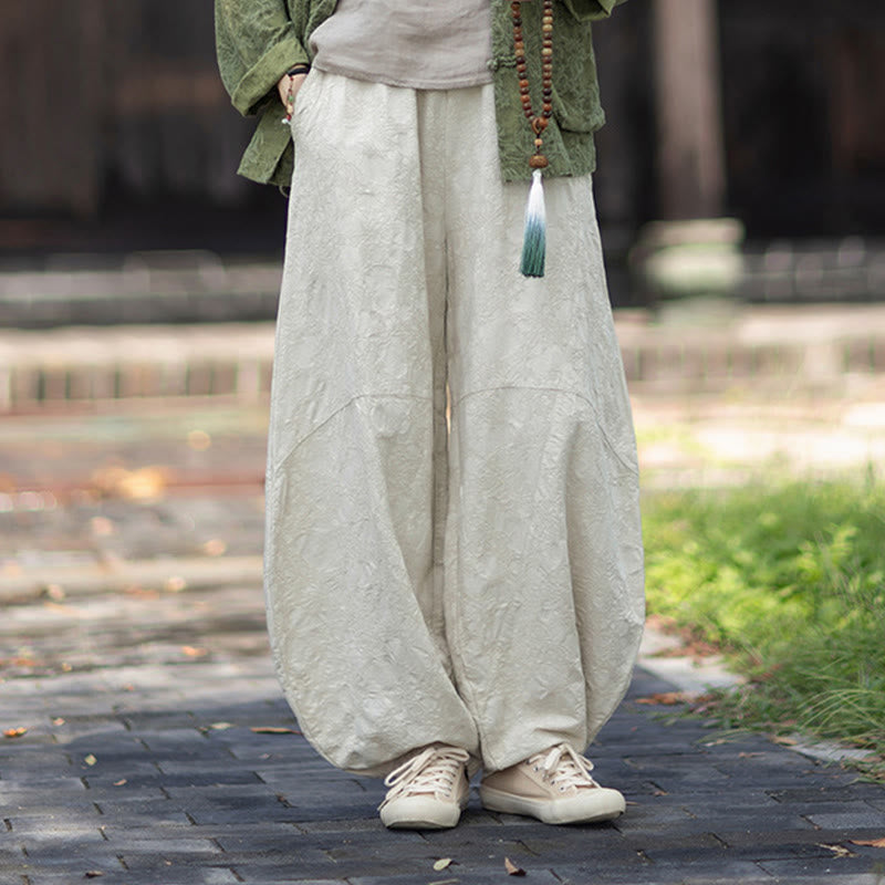 Buddha Stones Fall Jacquard Camicia a maniche lunghe con bottoni a rana da donna, pantaloni, abbigliamento in cotone e lino - image 34