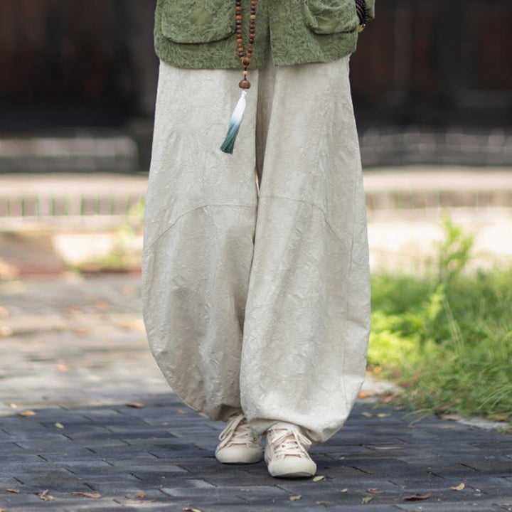 Buddha Stones Fall Jacquard Camicia a maniche lunghe con bottoni a rana da donna, pantaloni, abbigliamento in cotone e lino - image 35