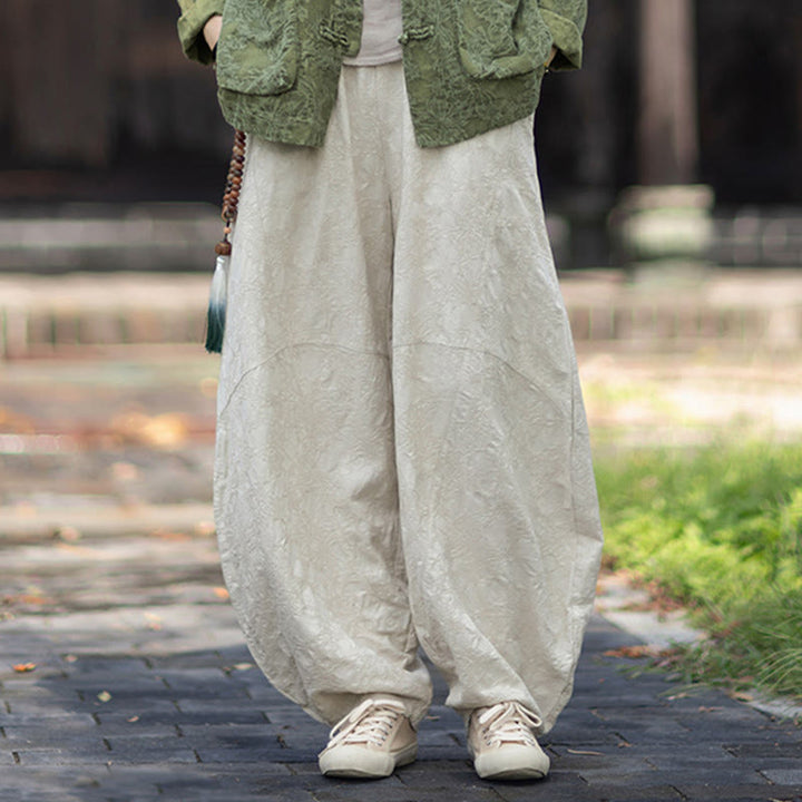 Buddha Stones Fall Jacquard Camicia a maniche lunghe con bottoni a rana da donna, pantaloni, abbigliamento in cotone e lino - image 31