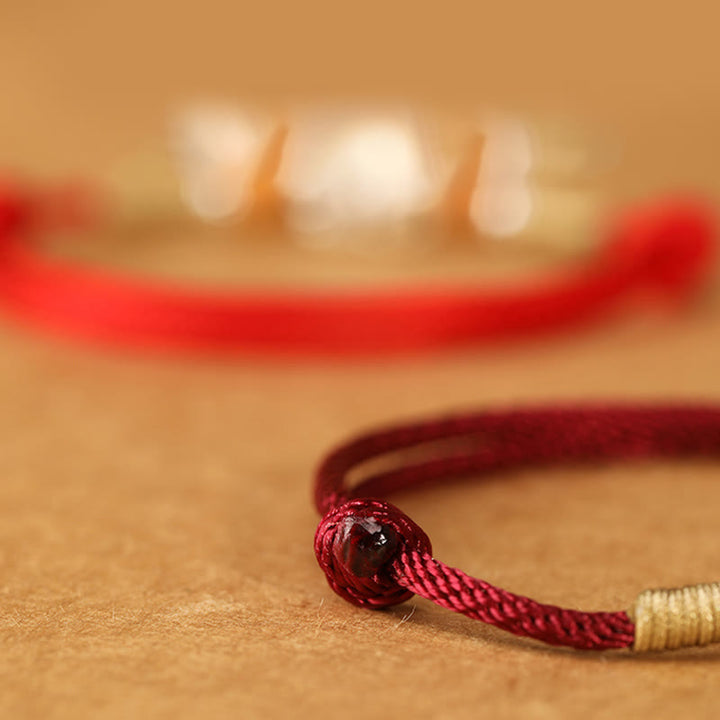 Braccialetto portafortuna intrecciato a mano con perline in legno di pesca, in argento sterling 999, con ciondolo Pixiu Buddha Stones - image 21