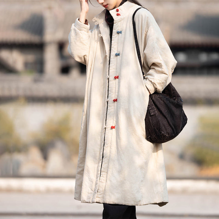 Cappotto termico invernale da donna in cotone ramiè con bottoni a rana e maniche lunghe, con tasche, Buddha Stones - Biancheria - US6，UK/AU10，EU38 (M) - image 0