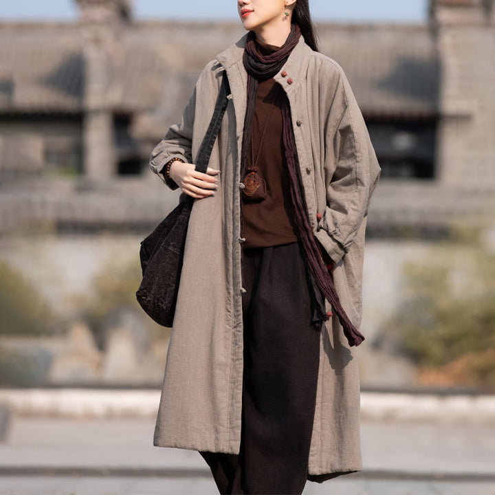 Cappotto termico invernale da donna in cotone ramiè con bottoni a rana e maniche lunghe, con tasche, Buddha Stones - Tan - US6，UK/AU10，EU38 (M) - image 24