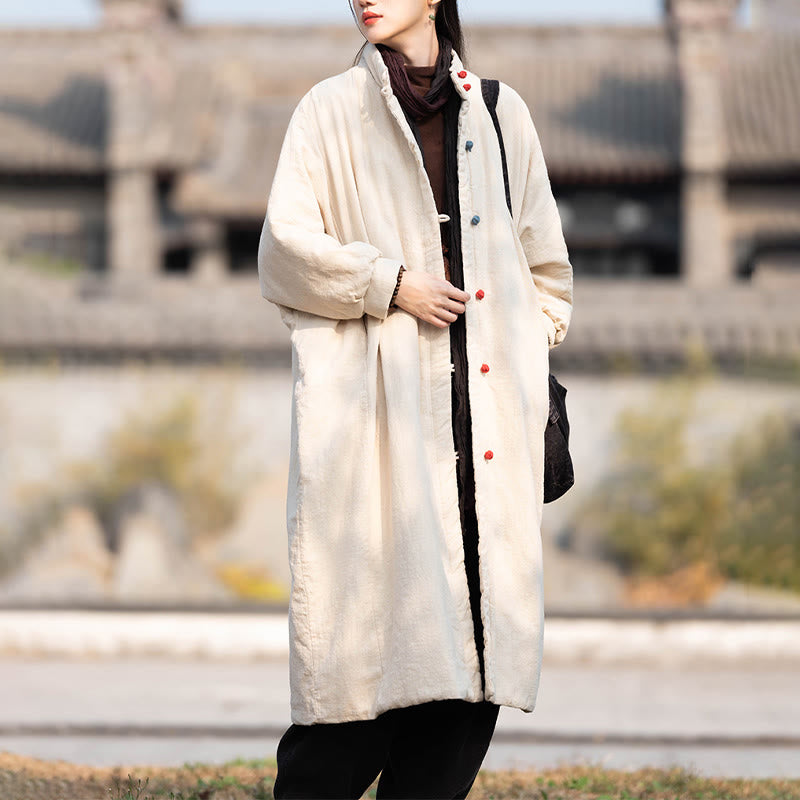 Cappotto termico invernale da donna in cotone ramiè con bottoni a rana e maniche lunghe, con tasche, Buddha Stones - image 6