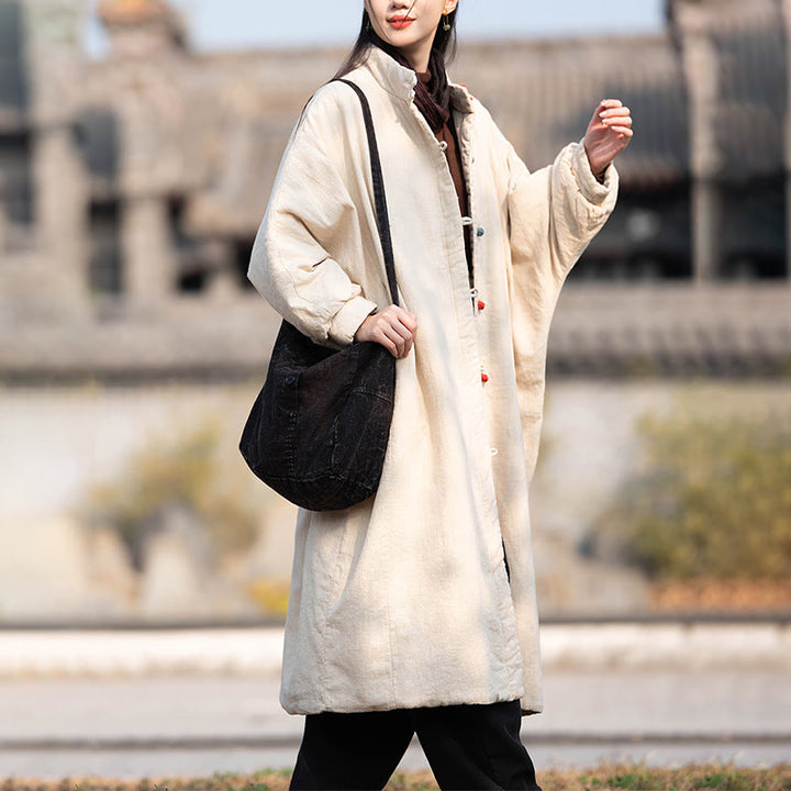 Cappotto termico invernale da donna in cotone ramiè con bottoni a rana e maniche lunghe, con tasche, Buddha Stones - image 4