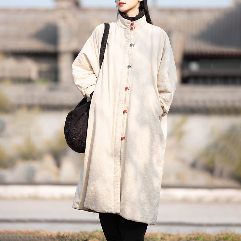 Cappotto termico invernale da donna in cotone ramiè con bottoni a rana e maniche lunghe, con tasche, Buddha Stones - image 9