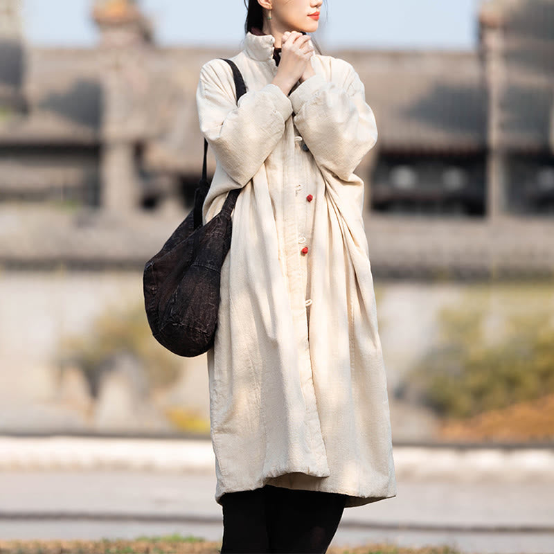 Cappotto termico invernale da donna in cotone ramiè con bottoni a rana e maniche lunghe, con tasche, Buddha Stones - image 5