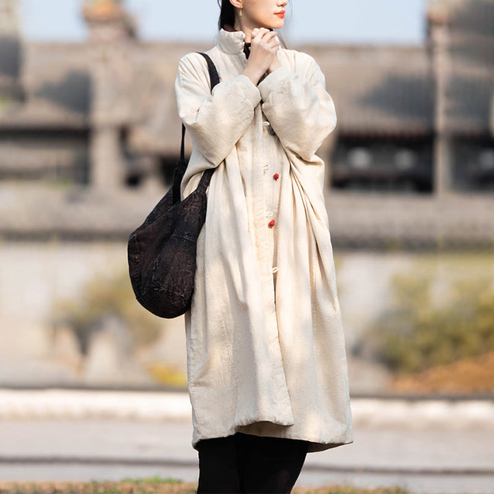 Cappotto termico invernale da donna in cotone ramiè con bottoni a rana e maniche lunghe, con tasche, Buddha Stones - image 5