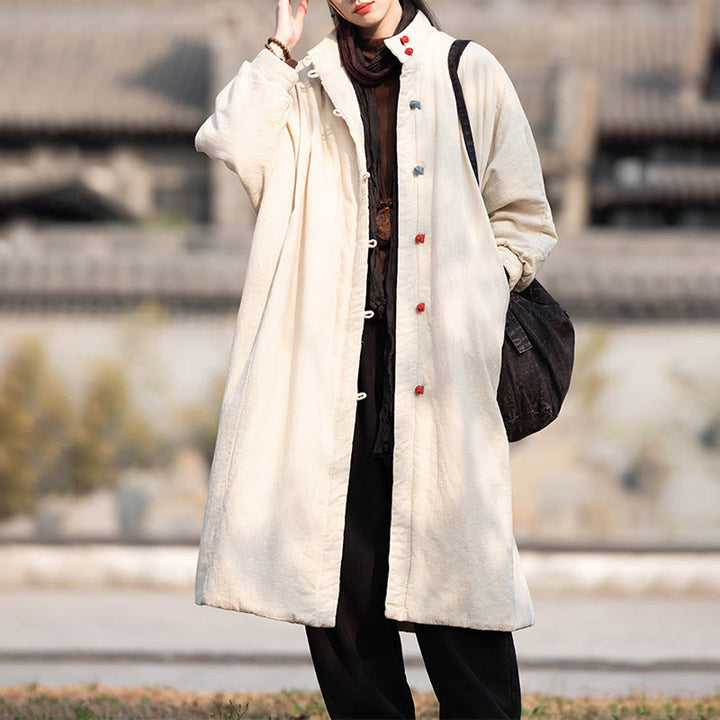 Cappotto termico invernale da donna in cotone ramiè con bottoni a rana e maniche lunghe, con tasche, Buddha Stones - image 7
