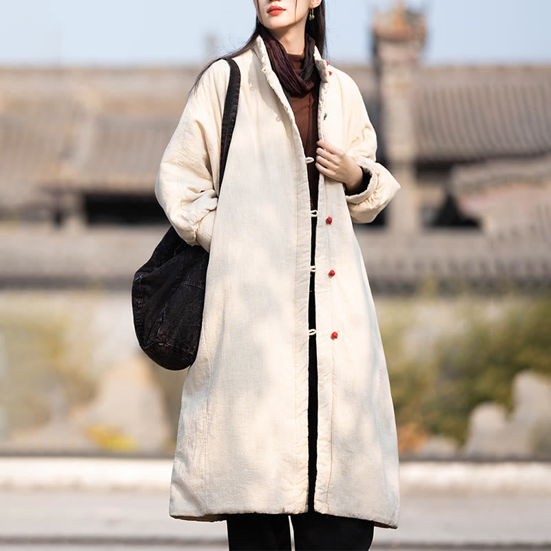 Cappotto termico invernale da donna in cotone ramiè con bottoni a rana e maniche lunghe, con tasche, Buddha Stones - image 8