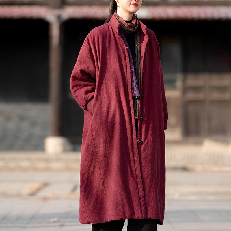 Cappotto termico invernale da donna in cotone ramiè con bottoni a rana e maniche lunghe, con tasche, Buddha Stones - image 11