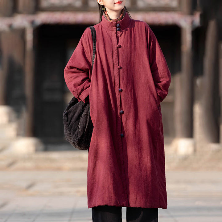 Cappotto termico invernale da donna in cotone ramiè con bottoni a rana e maniche lunghe, con tasche, Buddha Stones - image 18