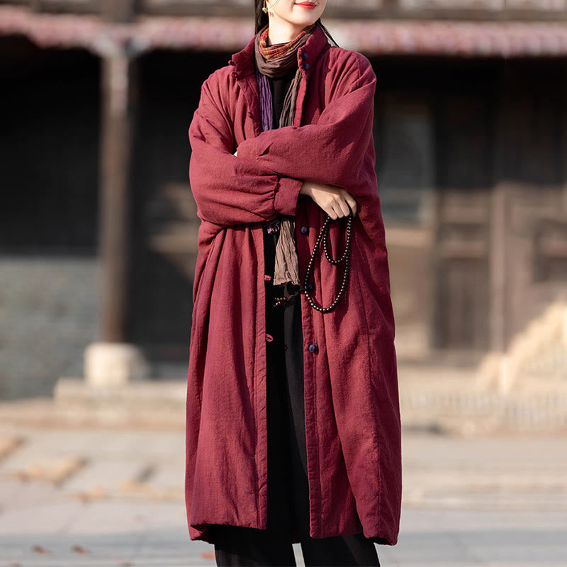 Cappotto termico invernale da donna in cotone ramiè con bottoni a rana e maniche lunghe, con tasche, Buddha Stones - image 17