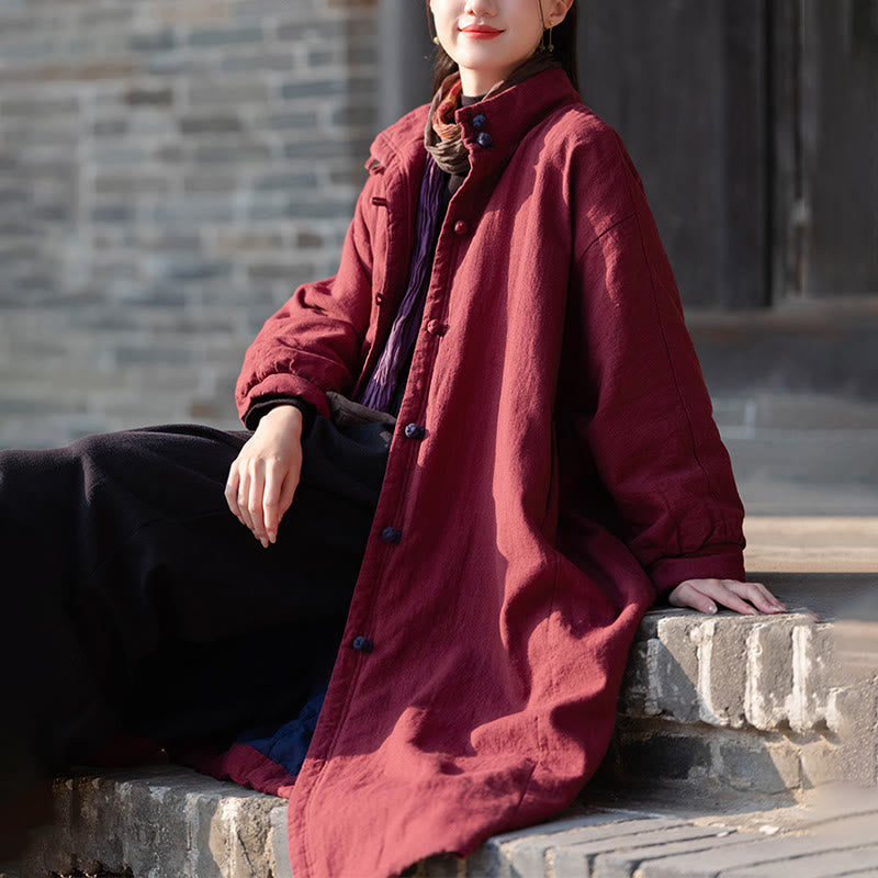 Cappotto termico invernale da donna in cotone ramiè con bottoni a rana e maniche lunghe, con tasche, Buddha Stones - image 21