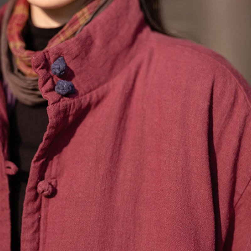 Cappotto termico invernale da donna in cotone ramiè con bottoni a rana e maniche lunghe, con tasche, Buddha Stones - image 22