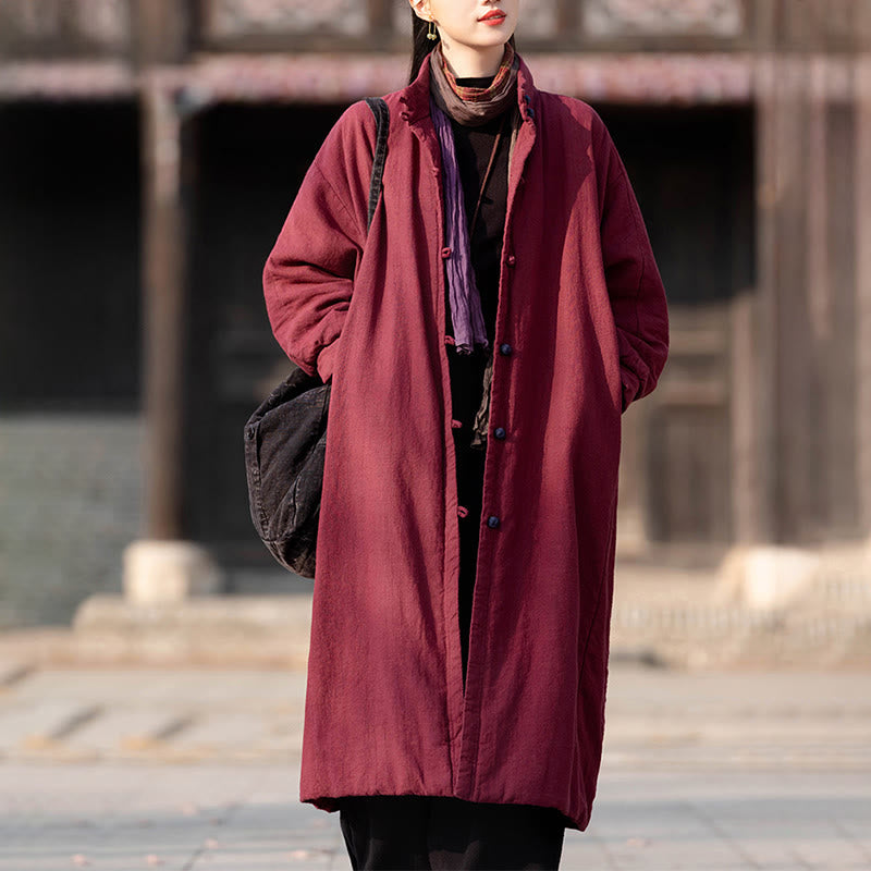 Cappotto termico invernale da donna in cotone ramiè con bottoni a rana e maniche lunghe, con tasche, Buddha Stones - image 16