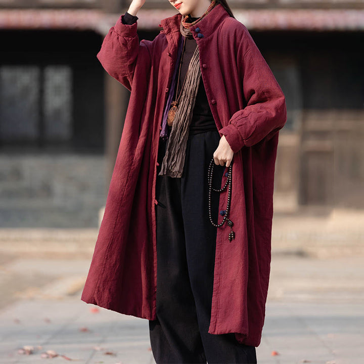 Cappotto termico invernale da donna in cotone ramiè con bottoni a rana e maniche lunghe, con tasche, Buddha Stones - image 14