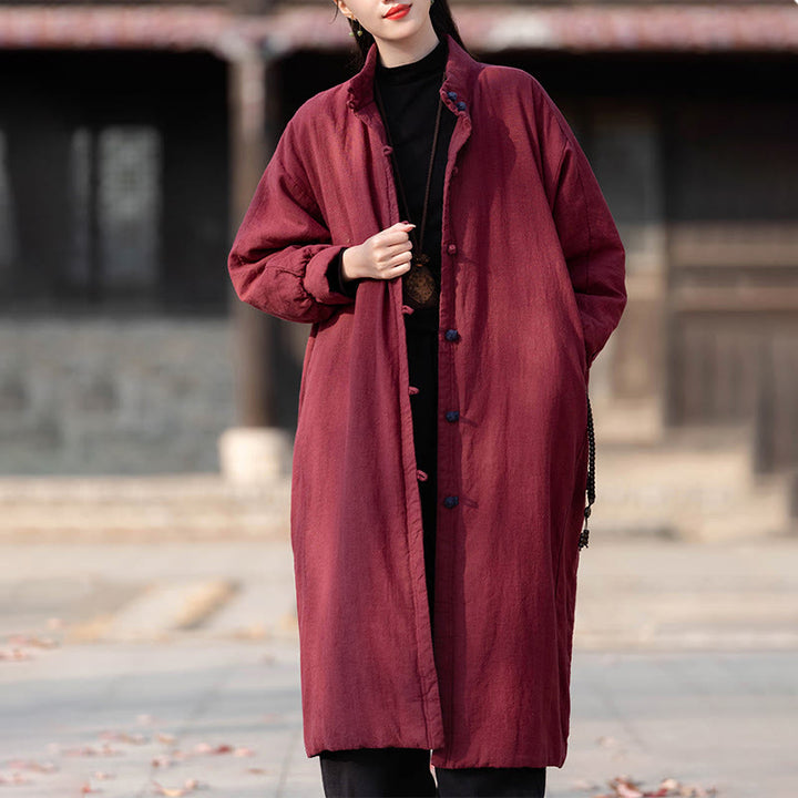 Cappotto termico invernale da donna in cotone ramiè con bottoni a rana e maniche lunghe, con tasche, Buddha Stones - image 20