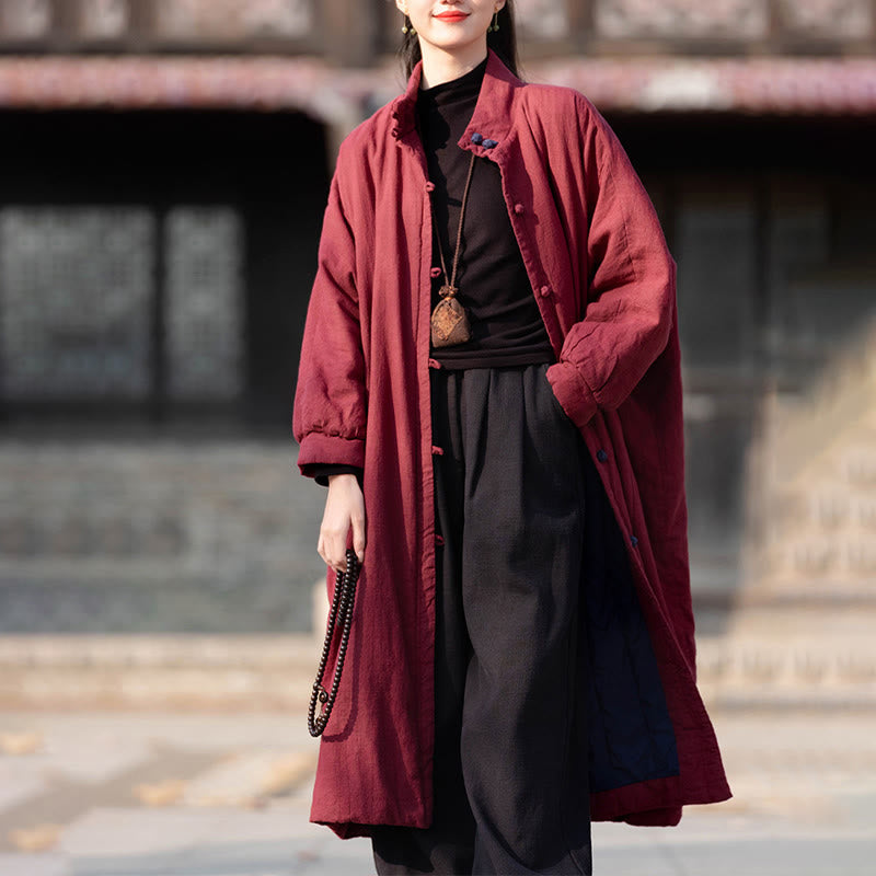 Cappotto termico invernale da donna in cotone ramiè con bottoni a rana e maniche lunghe, con tasche, Buddha Stones - image 15