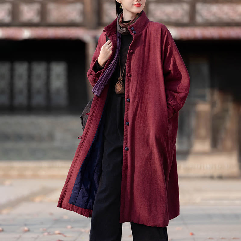 Cappotto termico invernale da donna in cotone ramiè con bottoni a rana e maniche lunghe, con tasche, Buddha Stones - image 12