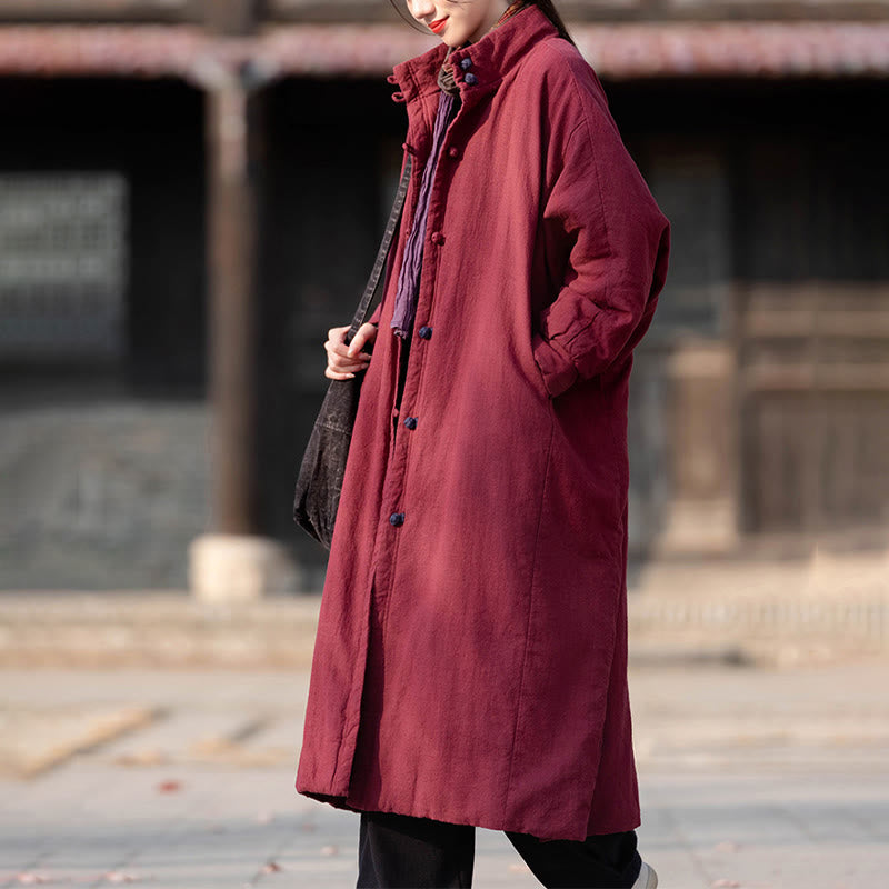 Cappotto termico invernale da donna in cotone ramiè con bottoni a rana e maniche lunghe, con tasche, Buddha Stones - image 13