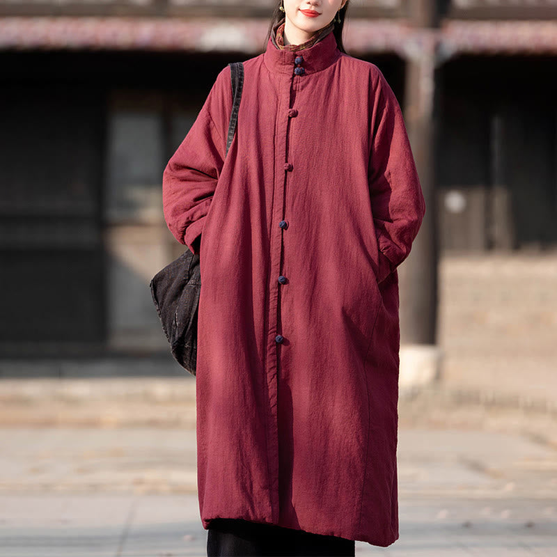 Cappotto termico invernale da donna in cotone ramiè con bottoni a rana e maniche lunghe, con tasche, Buddha Stones - image 19