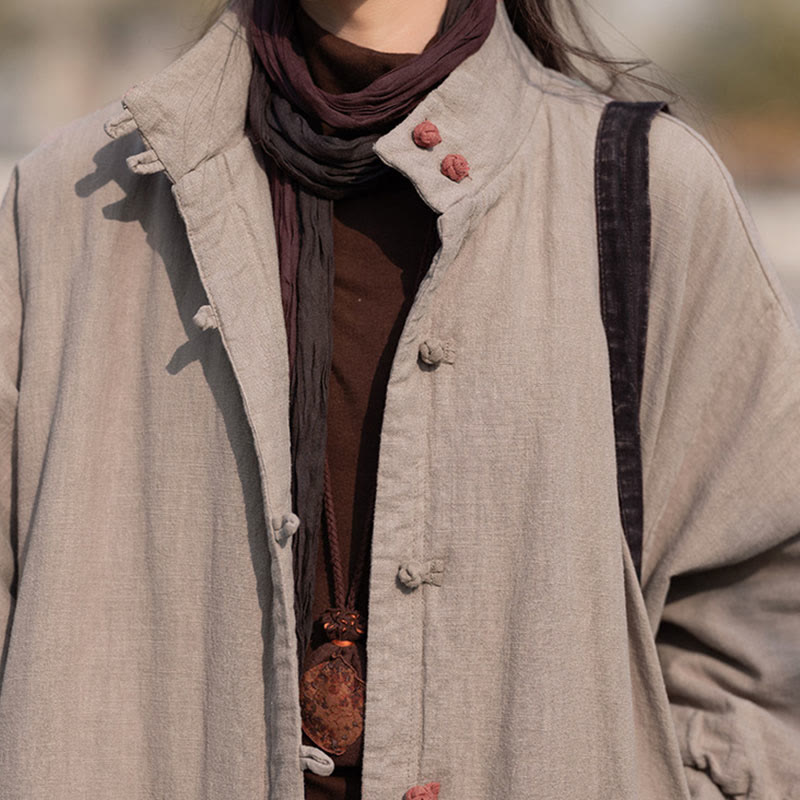 Cappotto termico invernale da donna in cotone ramiè con bottoni a rana e maniche lunghe, con tasche, Buddha Stones - image 33