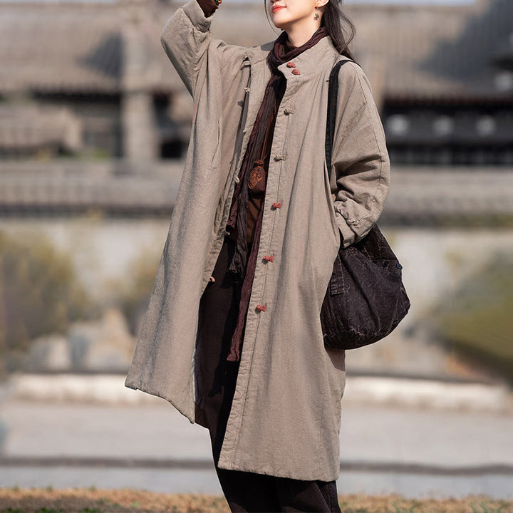Cappotto termico invernale da donna in cotone ramiè con bottoni a rana e maniche lunghe, con tasche, Buddha Stones - image 25