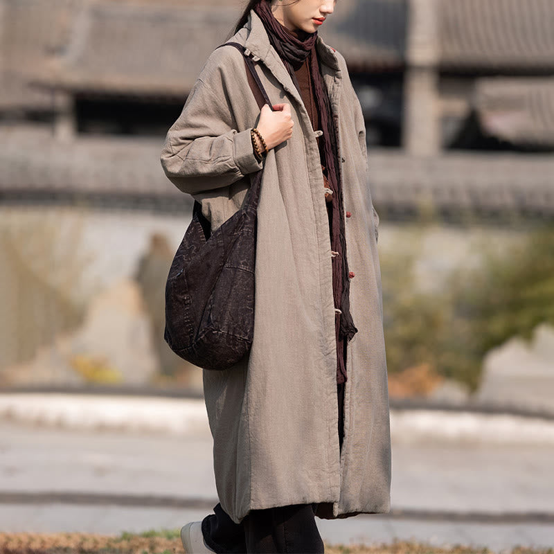 Cappotto termico invernale da donna in cotone ramiè con bottoni a rana e maniche lunghe, con tasche, Buddha Stones - image 26