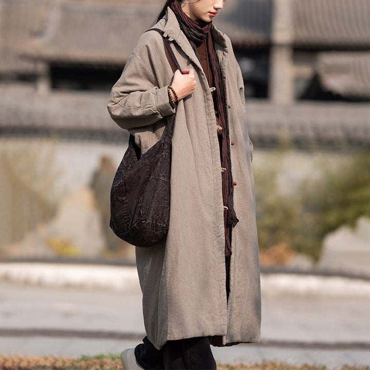 Cappotto termico invernale da donna in cotone ramiè con bottoni a rana e maniche lunghe, con tasche, Buddha Stones - image 26