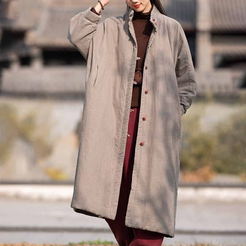 Cappotto termico invernale da donna in cotone ramiè con bottoni a rana e maniche lunghe, con tasche, Buddha Stones - image 29