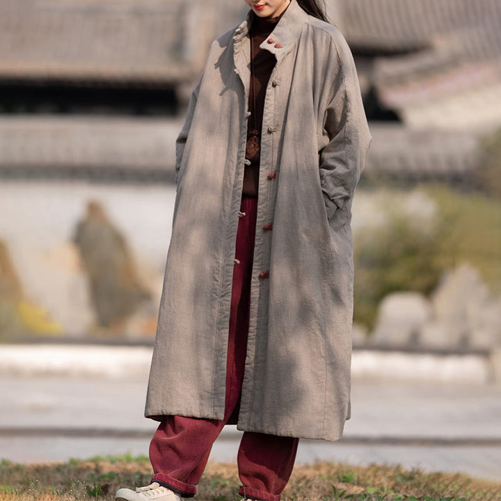 Cappotto termico invernale da donna in cotone ramiè con bottoni a rana e maniche lunghe, con tasche, Buddha Stones - image 32