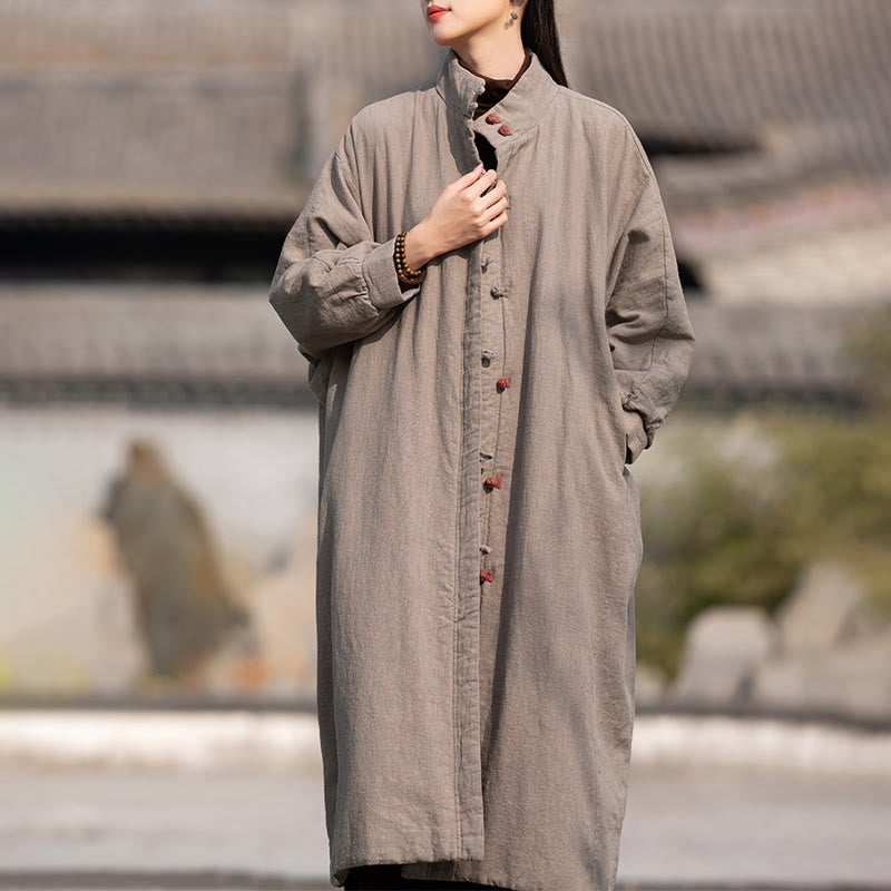 Cappotto termico invernale da donna in cotone ramiè con bottoni a rana e maniche lunghe, con tasche, Buddha Stones - image 30