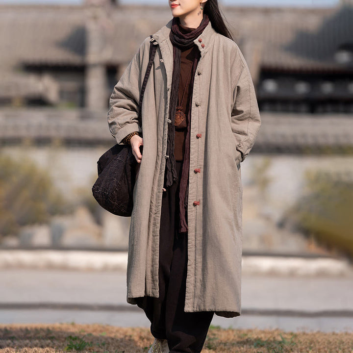 Cappotto termico invernale da donna in cotone ramiè con bottoni a rana e maniche lunghe, con tasche, Buddha Stones - image 27