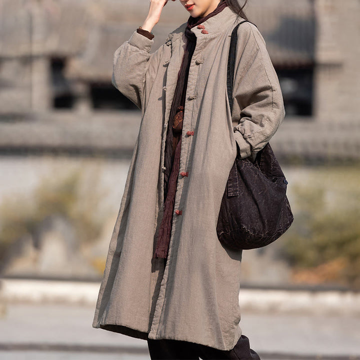 Cappotto termico invernale da donna in cotone ramiè con bottoni a rana e maniche lunghe, con tasche, Buddha Stones - image 31