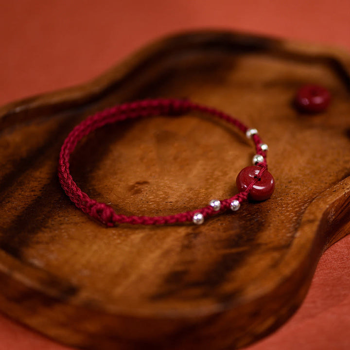 Braccialetto alla caviglia regolabile con fibbia della pace in cinabro Buddha Stones, fatto a mano - image 16