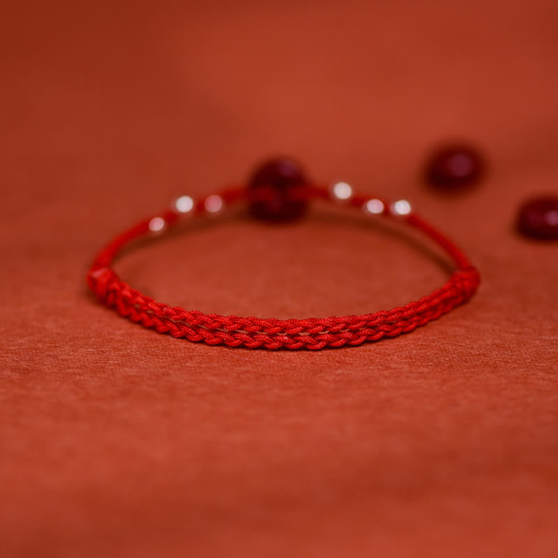 Braccialetto alla caviglia regolabile con fibbia della pace in cinabro Buddha Stones, fatto a mano - image 4