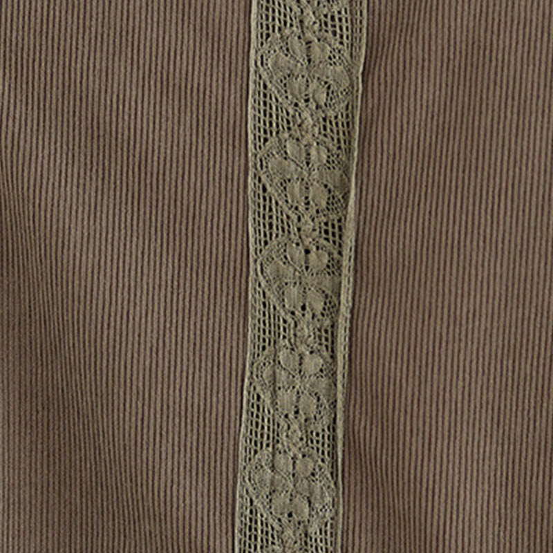 Abito midi da donna in velluto a coste con maniche lunghe, tasche e bottoni invernali plissettati Buddha Stones - image 11