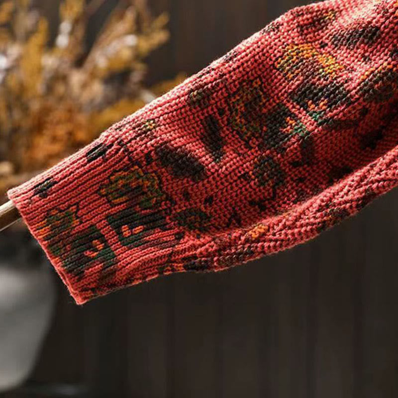 Felpa con cappuccio da donna in cotone a maniche lunghe con motivo a fiori geometrici a righe Buddha Stones - image 7