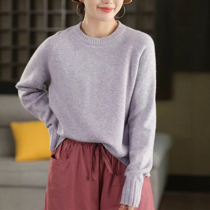Maglione lavorato a maglia in cotone da donna con scollo rotondo invernale e maniche lunghe, motivo Buddha Stones - Lavanda - US4, UK/AU8, EU36 (F) - image 10