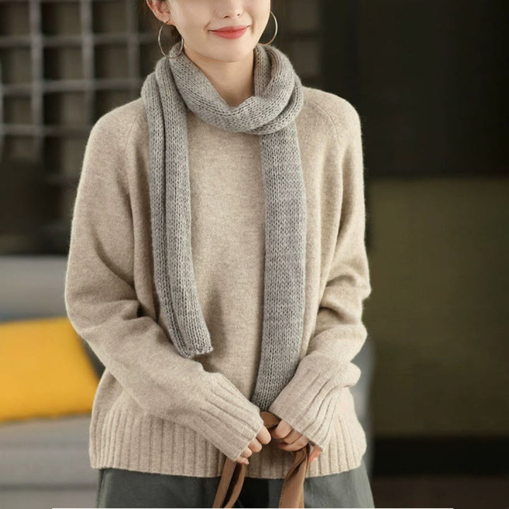 Maglione lavorato a maglia in cotone da donna con scollo rotondo invernale e maniche lunghe, motivo Buddha Stones - Beige - US4, UK/AU8, EU36 (F) - image 12