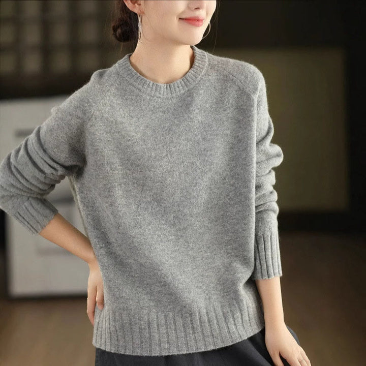 Maglione lavorato a maglia in cotone da donna con scollo rotondo invernale e maniche lunghe, motivo Buddha Stones - Grigio chiaro - US4, UK/AU8, EU36 (F) - image 13