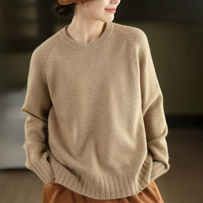 Maglione lavorato a maglia in cotone da donna con scollo rotondo invernale e maniche lunghe, motivo Buddha Stones - Grano - US4, UK/AU8, EU36 (F) - image 14