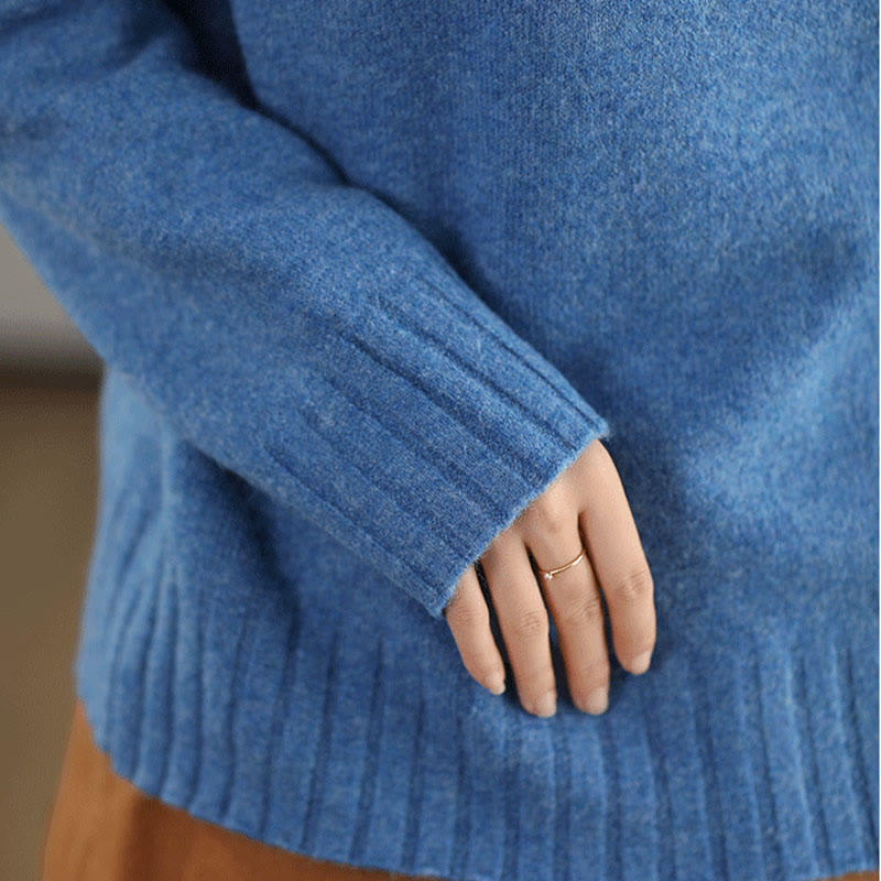 Maglione lavorato a maglia in cotone da donna con scollo rotondo invernale e maniche lunghe, motivo Buddha Stones - image 4