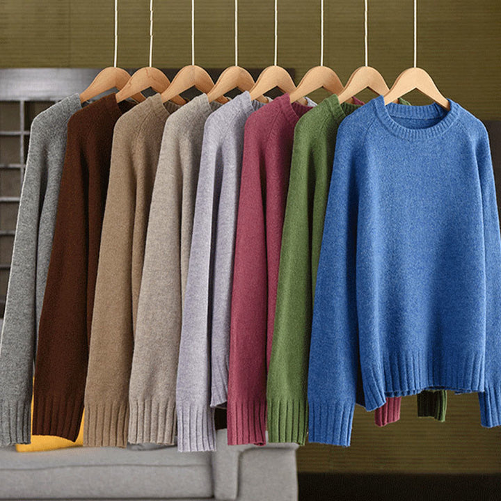 Maglione lavorato a maglia in cotone da donna con scollo rotondo invernale e maniche lunghe, motivo Buddha Stones - image 1