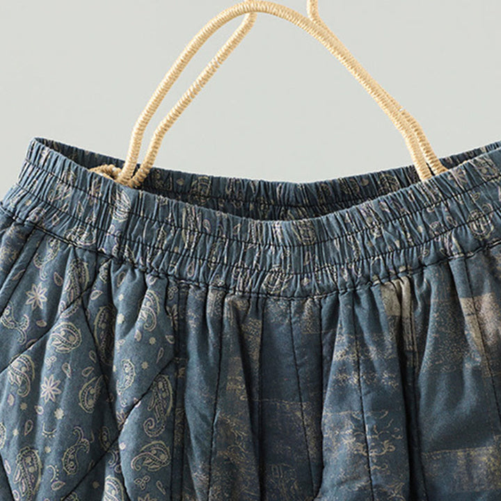 Pantaloni harem da donna in cotone con elastico in vita, patchwork a forma di diamante quadrato invernale Buddha Stones con tasche - image 12