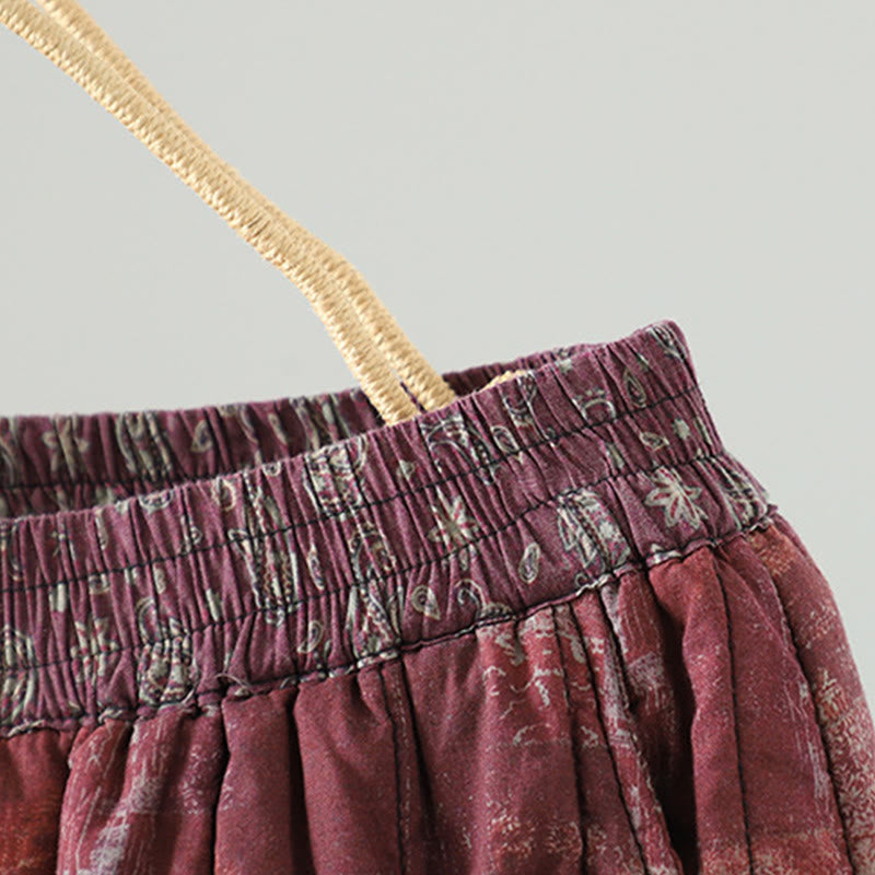 Pantaloni harem da donna in cotone con elastico in vita, patchwork a forma di diamante quadrato invernale Buddha Stones con tasche - image 5